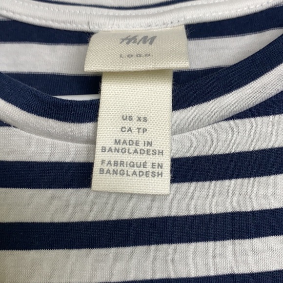 H&M - Navy & White Stripe MIDI Dress Size XS - Picture 4 of 7